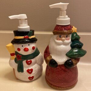Snowman & Santa Claus Ceramic Soap Dispensers